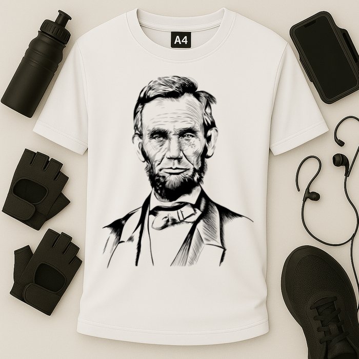 Abraham Lincoln Sketch Cooling Performance Crew T-Shirt