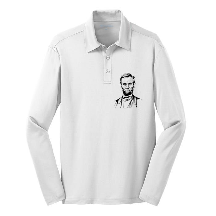 Abraham Lincoln Sketch Silk Touch Performance Long Sleeve Polo