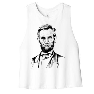 Abraham Lincoln Sketch Women's Racerback Cropped Tank