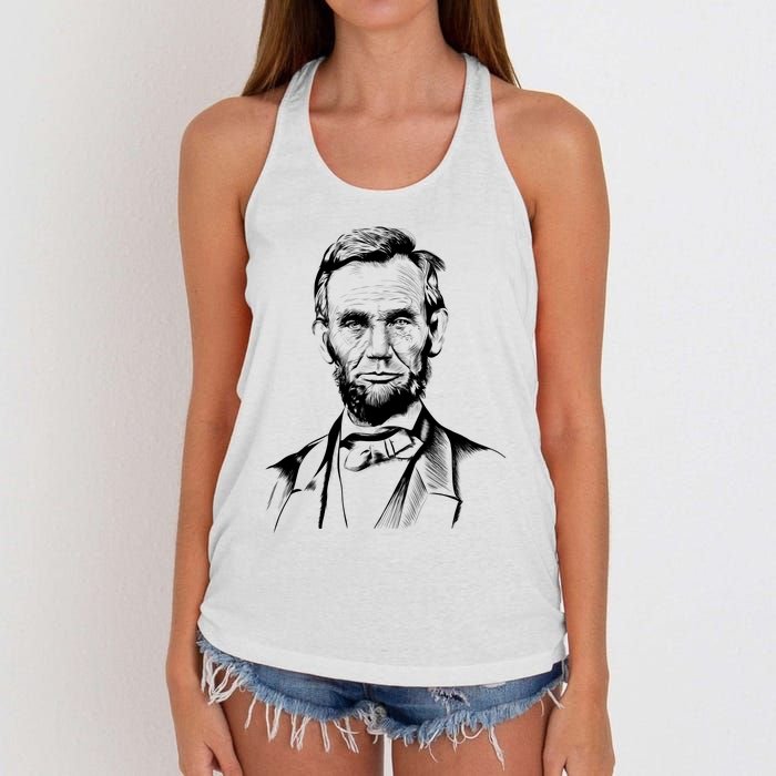 Abraham Lincoln Sketch Women's Knotted Racerback Tank