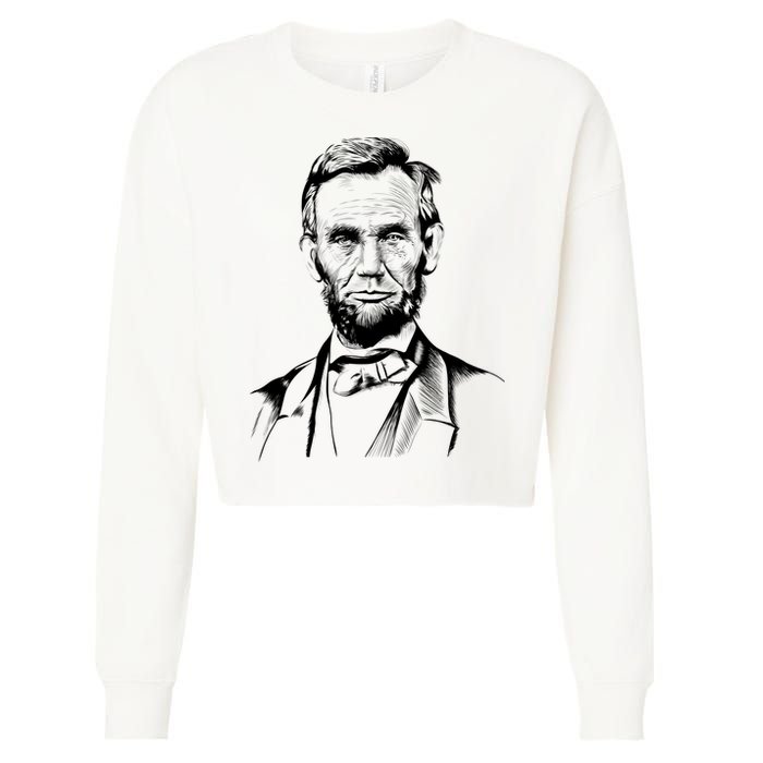 Abraham Lincoln Sketch Cropped Pullover Crew