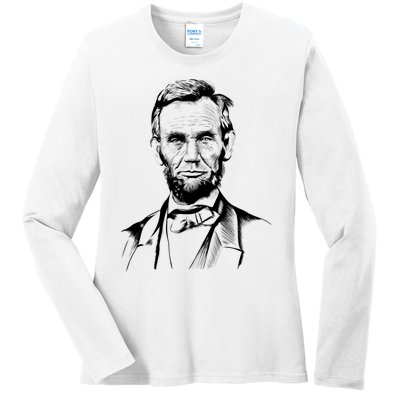 Abraham Lincoln Sketch Ladies Long Sleeve Shirt