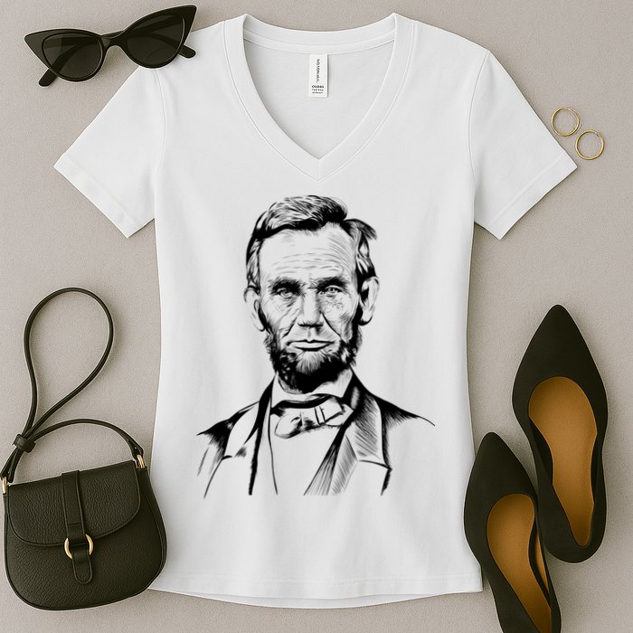 Abraham Lincoln Sketch Women's V-Neck T-Shirt