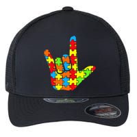 ASL Love Sign Language Autism Gift Awareness Support Flexfit Unipanel Trucker Cap