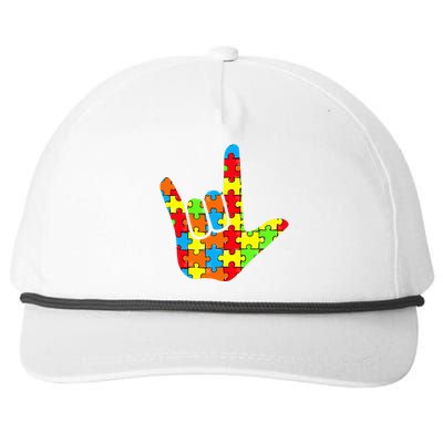 ASL Love Sign Language Autism Gift Awareness Support Snapback Five-Panel Rope Hat