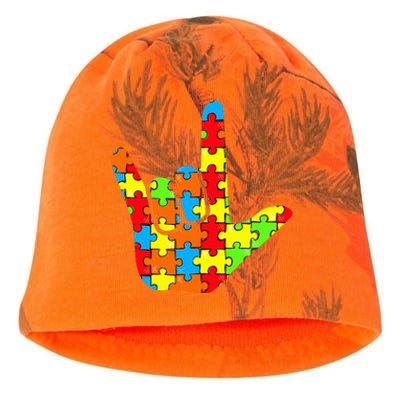 ASL Love Sign Language Autism Gift Awareness Support Kati - Camo Knit Beanie