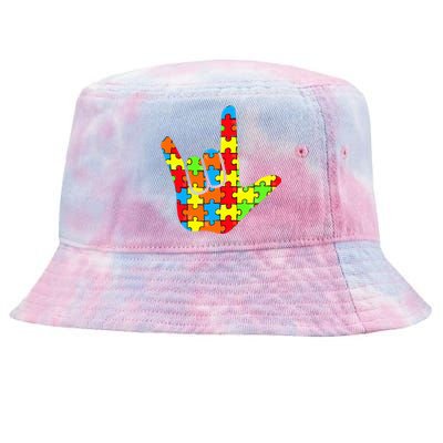 ASL Love Sign Language Autism Gift Awareness Support Tie-Dyed Bucket Hat