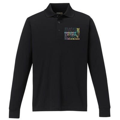 Advocate Love Support Accept Be Kind Autism Awareness Performance Long Sleeve Polo