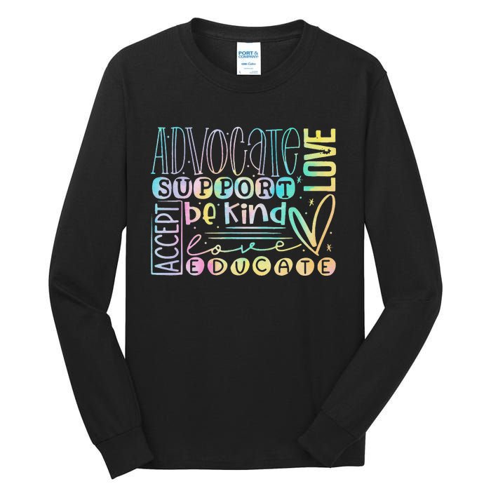 Advocate Love Support Accept Be Kind Autism Awareness Tall Long Sleeve T-Shirt