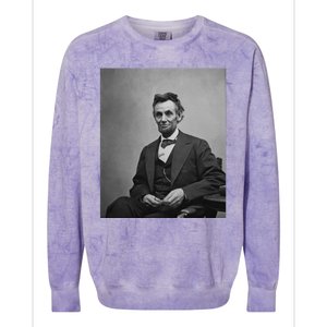 Abraham Lincoln Seated And Holding His Spectacles And A Pencil On Feb 1865 Colorblast Crewneck Sweatshirt