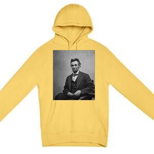 Abraham Lincoln Seated And Holding His Spectacles And A Pencil On Feb 1865 Premium Pullover Hoodie