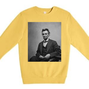 Abraham Lincoln Seated And Holding His Spectacles And A Pencil On Feb 1865 Premium Crewneck Sweatshirt