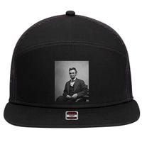 Abraham Lincoln Seated And Holding His Spectacles And A Pencil On Feb 1865 7 Panel Mesh Trucker Snapback Hat