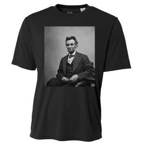 Abraham Lincoln Seated And Holding His Spectacles And A Pencil On Feb 1865 Cooling Performance Crew T-Shirt