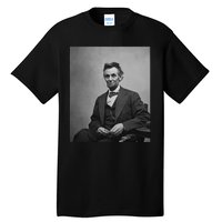 Abraham Lincoln Seated And Holding His Spectacles And A Pencil On Feb 1865 Tall T-Shirt