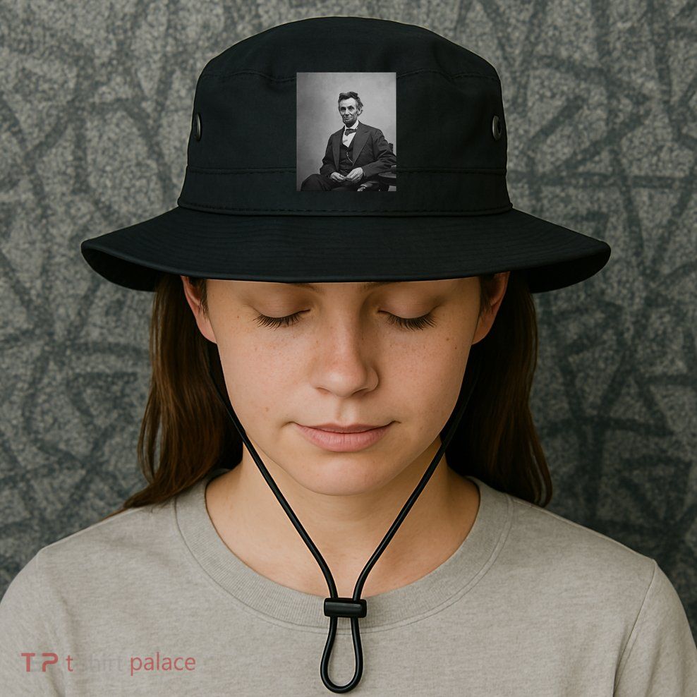 Abraham Lincoln Seated And Holding His Spectacles And A Pencil On Feb 1865 Bucket Hat