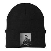 Abraham Lincoln Seated And Holding His Spectacles And A Pencil On Feb 1865 Beanie