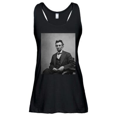 Abraham Lincoln Seated And Holding His Spectacles And A Pencil On Feb 1865 Ladies Essential Flowy Tank