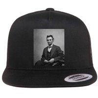 Abraham Lincoln Seated And Holding His Spectacles And A Pencil On Feb 1865 Flat Bill Trucker Hat