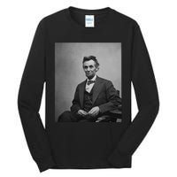 Abraham Lincoln Seated And Holding His Spectacles And A Pencil On Feb 1865 Tall Long Sleeve T-Shirt