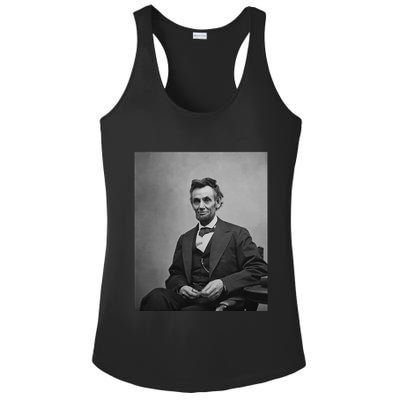 Abraham Lincoln Seated And Holding His Spectacles And A Pencil On Feb 1865 Ladies PosiCharge Competitor Racerback Tank
