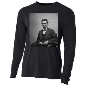 Abraham Lincoln Seated And Holding His Spectacles And A Pencil On Feb 1865 Cooling Performance Long Sleeve Crew