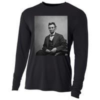 Abraham Lincoln Seated And Holding His Spectacles And A Pencil On Feb 1865 Cooling Performance Long Sleeve Crew