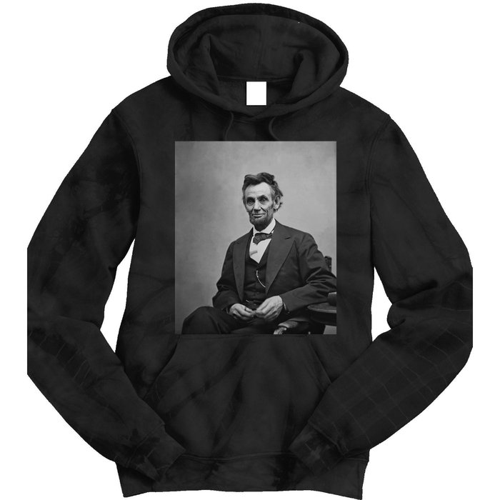 Abraham Lincoln Seated And Holding His Spectacles And A Pencil On Feb 1865 Tie Dye Hoodie