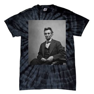 Abraham Lincoln Seated And Holding His Spectacles And A Pencil On Feb 1865 Tie-Dye T-Shirt