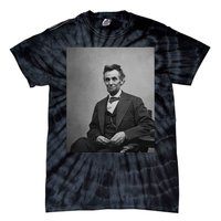 Abraham Lincoln Seated And Holding His Spectacles And A Pencil On Feb 1865 Tie-Dye T-Shirt