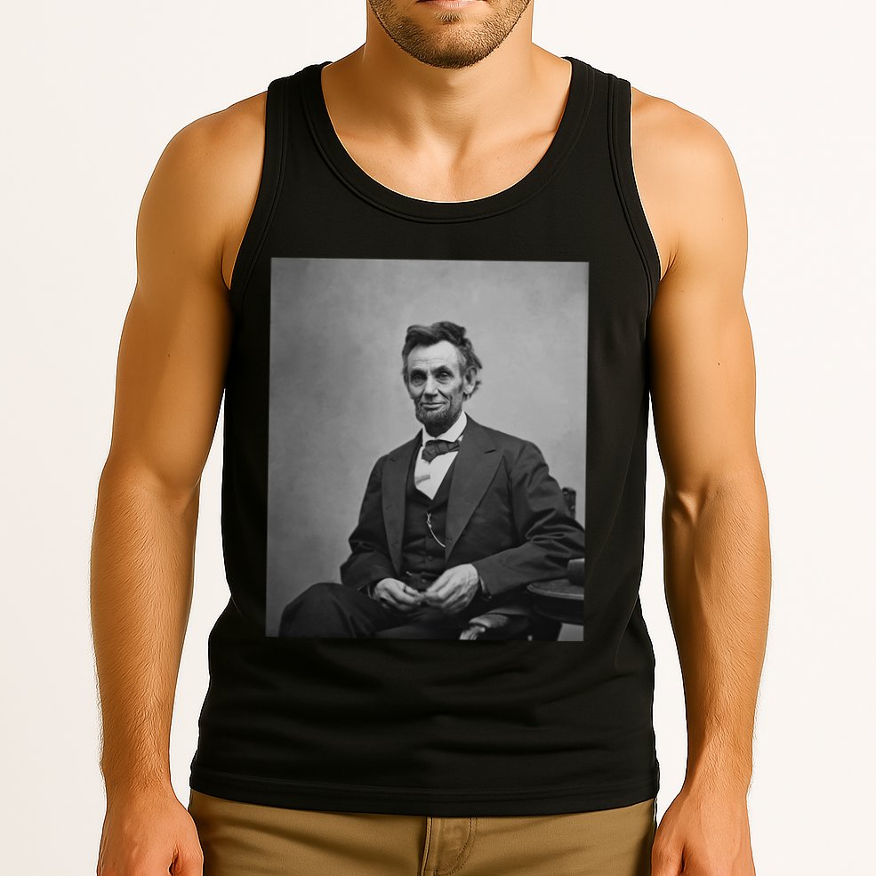 Abraham Lincoln Seated And Holding His Spectacles And A Pencil On Feb 1865 Tank Top