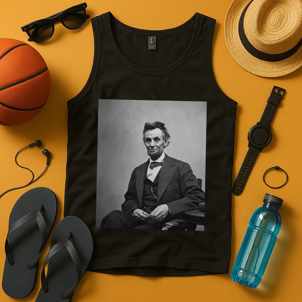 Abraham Lincoln Seated And Holding His Spectacles And A Pencil On Feb 1865 Tank Top