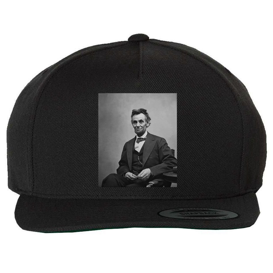 Abraham Lincoln Seated And Holding His Spectacles And A Pencil On Feb 1865 Wool Snapback Cap