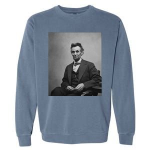 Abraham Lincoln Seated And Holding His Spectacles And A Pencil On Feb 1865 Garment-Dyed Sweatshirt