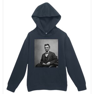 Abraham Lincoln Seated And Holding His Spectacles And A Pencil On Feb 1865 Urban Pullover Hoodie