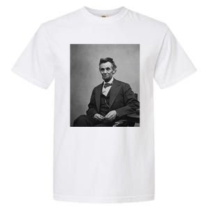 Abraham Lincoln Seated And Holding His Spectacles And A Pencil On Feb 1865 Garment-Dyed Heavyweight T-Shirt