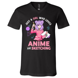 Anime Lover Sketching Enthusiast V-Neck T-Shirt