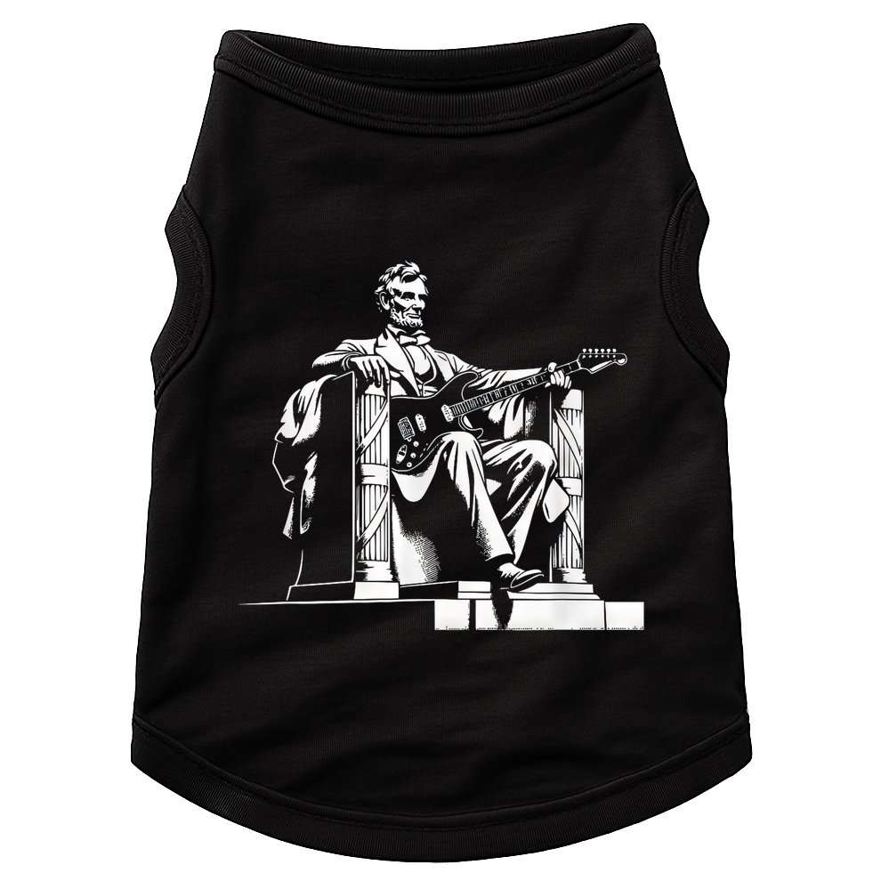Abraham Lincoln Statue Playing Electric Guitar Funny Doggie Tank