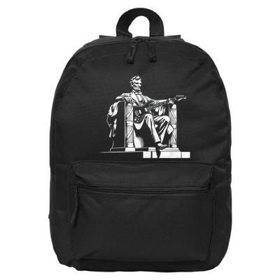 Abraham Lincoln Statue Playing Electric Guitar Funny 16 in Basic Backpack