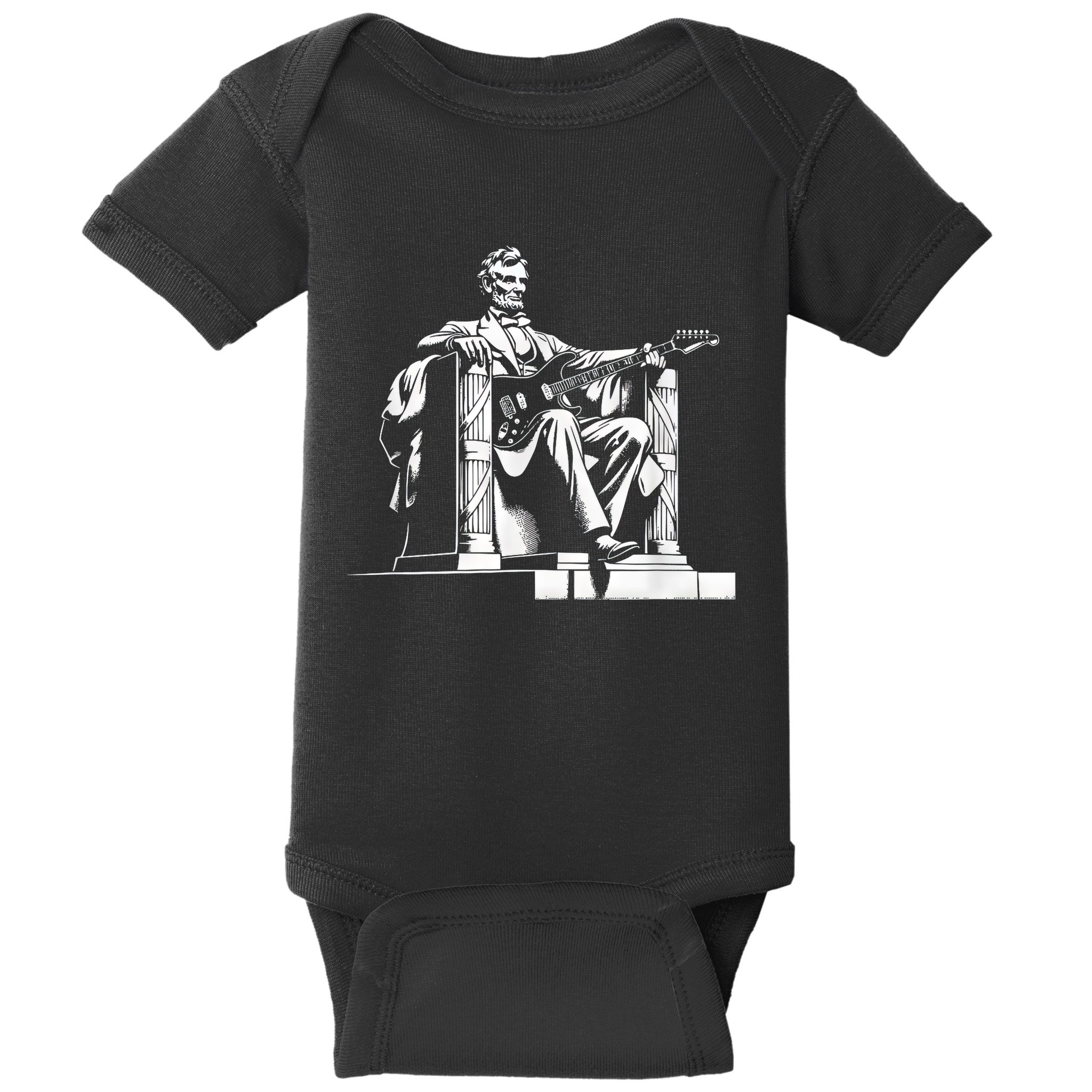 Abraham Lincoln Statue Playing Electric Guitar Funny Baby Bodysuit