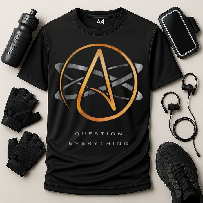 Atheist Logo Science Atom Symbol Question Everything Performance Shirt