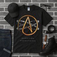 Atheist Logo Science Atom Symbol Question Everything Tall T-Shirt