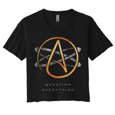 Atheist Logo Science Atom Symbol Question Everything Crop Top