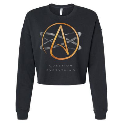 Atheist Logo Science Atom Symbol Question Everything Cropped Pullover Crew