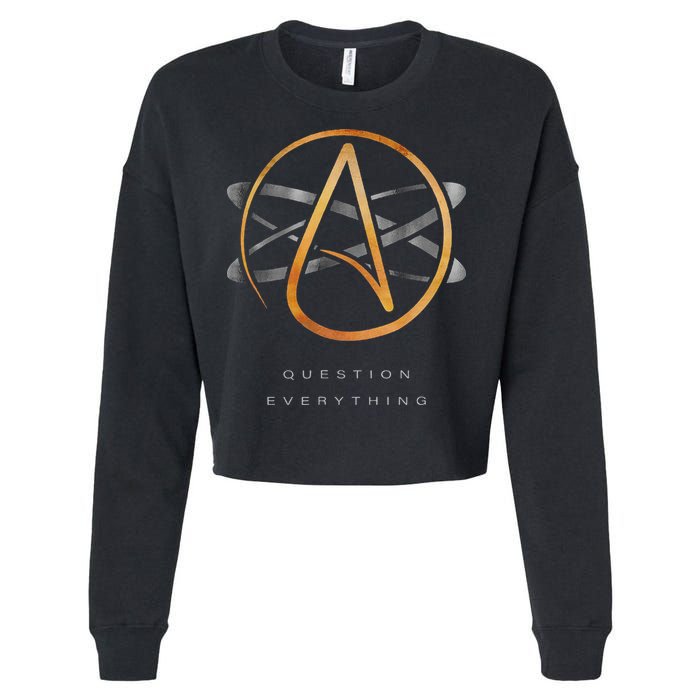 Atheist Logo Science Atom Symbol Question Everything Cropped Pullover Crew