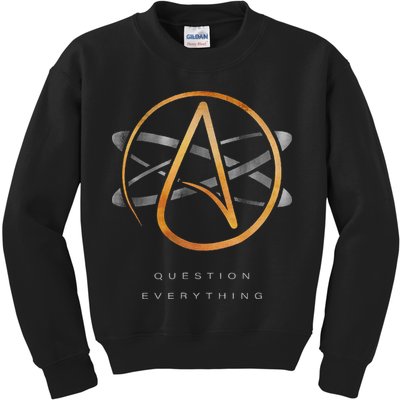 Atheist Logo Science Atom Symbol Question Everything Kids Sweatshirt