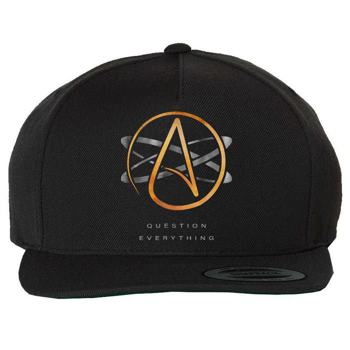 Atheist Logo Science Atom Symbol Question Everything Wool Snapback Cap