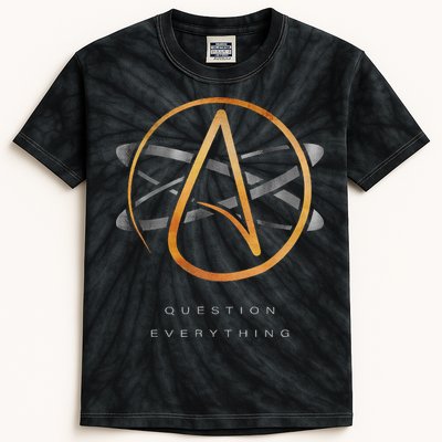 Atheist Logo Science Atom Symbol Question Everything Kids Tie-Dye T-Shirt