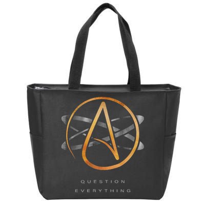 Atheist Logo Science Atom Symbol Question Everything Zip Tote Bag