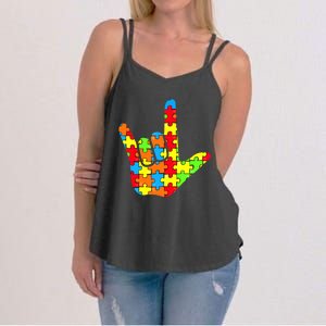 ASL Love Sign Language Autism Gift Awareness Support Women's Strappy Tank